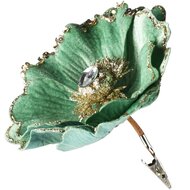 Dekoratief | Deco bloem op clip, groen, polyester, 13x13cm | A265528