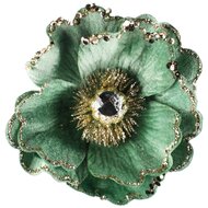 Dekoratief | Deco bloem op clip, groen, polyester, 13x13cm | A265528