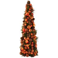 Dekoratief | Kegel vorm m/bessen/dennenappels, oranje, naturel, 14x14x39cm | A265525