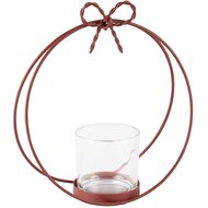 Dekoratief | Theelichthouder boog m/strikje, terra, glas/metaal, 22x9x25cm | A265496