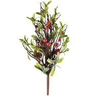 Dekoratief | Deco tak m/bessen/dennenappels, groen/rood, pvc, 15x15x43cm | A265547