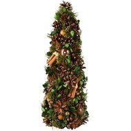 Dekoratief | Kegel vorm m/dennenappels, groen, naturel, 16x16x42cm | A265502