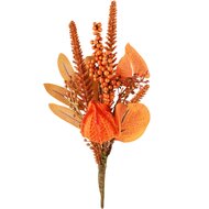 Dekoratief | Deco herfsttakje m/bessen, oranje, pvc, 10x15x26cm | A265544