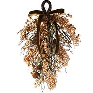 Dekoratief | Hangdeco m/besjes/dennenappels, goud/naturel, 26x8x42cm | A265508
