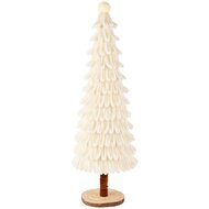 Dekoratief | Deco boompje op voet, wit, chenille/polyester, 18x18x48cm | A265537