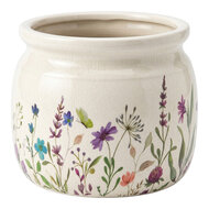 Clayre &amp; Eef | Bloempot Binnen Beige Groen &oslash; 16x13 cm | 6CE2439M