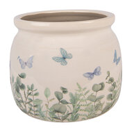 Clayre &amp; Eef | Bloempot Binnen Beige Groen &oslash; 16x13 cm | 6CE2441M