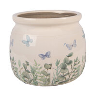 Clayre &amp; Eef | Bloempot Binnen Beige Groen &oslash; 16x13 cm | 6CE2441M
