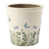 Clayre &amp; Eef | Bloempot Binnen Beige Groen &oslash; 15x14 cm | 6CE2442M
