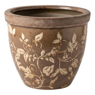 Clayre &amp; Eef | Bloempot Binnen Bruin Beige &oslash; 15x13 cm | 6CE2444M