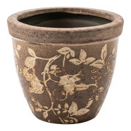 Clayre &amp; Eef | Bloempot Binnen Bruin Beige &oslash; 13x11 cm | 6CE2444S