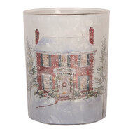 Clayre &amp; Eef | Waxinelichthouder Wit Rood &oslash; 10x13 cm | 6GL5463