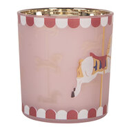 Clayre &amp; Eef | Waxinelichthouder Roze Wit &oslash; 7x8 cm | 6GL5464
