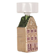Clayre &amp; Eef | Waxinelichthouder Zilverkleurig Groen 5x5x12 cm | 6GL5476