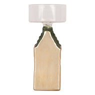 Clayre &amp; Eef | Waxinelichthouder Zilverkleurig Groen 5x5x12 cm | 6GL5476