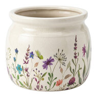 Clayre &amp; Eef | Bloempot Binnen Beige Groen &oslash; 20x15 cm | 6CE2439L