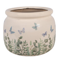 Clayre &amp; Eef | Bloempot Binnen Beige Groen &oslash; 20x15 cm | 6CE2441L