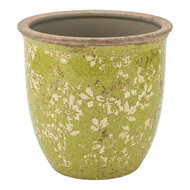 Clayre &amp; Eef | Bloempot Binnen Groen Beige &oslash; 17x17 cm | 6CE2446L