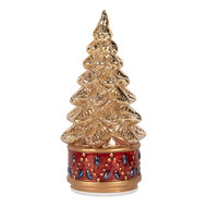 Clayre &amp; Eef | Kerstdecoratie Kerstboom met LED Goudkleurig Rood &oslash; 12x27 cm | 6GL5478