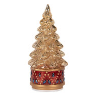 Clayre &amp; Eef | Kerstdecoratie Kerstboom met LED Goudkleurig Rood &oslash; 12x27 cm | 6GL5478