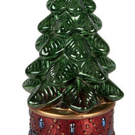 Clayre &amp; Eef | Kerstdecoratie Kerstboom met LED Groen Rood &oslash; 12x23 cm / 3xAA | 6GL5479