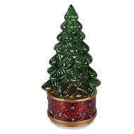Clayre &amp; Eef | Kerstdecoratie Kerstboom met LED Groen Rood &oslash; 12x23 cm / 3xAA | 6GL5479
