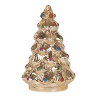 Clayre &amp; Eef | Kerstdecoratie Kerstboom met LED Zilverkleurig &oslash; 12x18 cm | 6GL5481