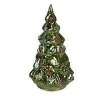 Clayre &amp; Eef | Kerstdecoratie Kerstboom met LED Groen Rood &oslash; 13x23 cm / 3xAA | 6GL5482