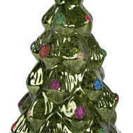 Clayre &amp; Eef | Kerstdecoratie Kerstboom met LED Groen Rood &oslash; 13x23 cm / 3xAA | 6GL5482