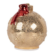 Clayre &amp; Eef | Decoratie Kerstbal LED Goudkleurig Rood &oslash; 15x16 cm | 6GL5484