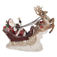 Clayre &amp; Eef | Kerstdecoratie Kerstman in slee Rood Bruin 42x14x36 cm | 6PR6269