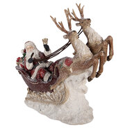 Clayre &amp; Eef | Kerstdecoratie Kerstman in slee Rood Bruin 42x14x36 cm | 6PR6269