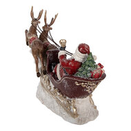 Clayre &amp; Eef | Kerstdecoratie Kerstman in slee Rood Bruin 42x14x36 cm | 6PR6269
