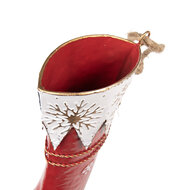 Clayre &amp; Eef | Decoratie Kerstsok Rood Wit 26x8x35 cm | 6Y6015