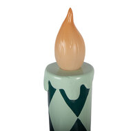 Clayre &amp; Eef | Decoratie kaars met LED Groen Goudkleurig &oslash; 13x57 cm / 2xAA | 5MG0113