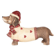 Clayre &amp; Eef | Beeld Hond Bruin Rood 42x12x27 cm | 6MG0148