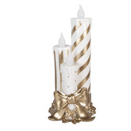 Clayre &amp; Eef | Decoratie kaars met LED Goudkleurig Wit 19x16x41 cm / 3xAA | 6PR6258