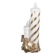 Clayre &amp; Eef | Decoratie kaars met LED Goudkleurig Wit 19x16x41 cm / 3xAA | 6PR6258
