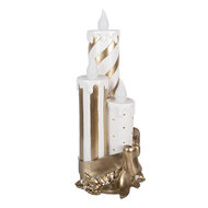 Clayre &amp; Eef | Decoratie kaars met LED Goudkleurig Wit 19x16x41 cm / 3xAA | 6PR6258