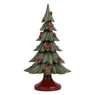 Clayre &amp; Eef | Kerstdecoratie Kerstboom Groen Rood &oslash; 14x26 cm | 6PR6265