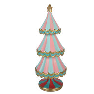 Clayre &amp; Eef | Kerstdecoratie Kerstboom Blauw Roze &oslash; 15x38 cm | 6PR6271