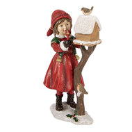 Clayre &amp; Eef | Decoratie Kind bij vogelhuisje Rood Bruin 13x7x19 cm | 6PR6318