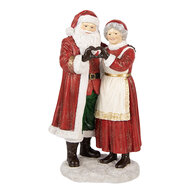 Clayre &amp; Eef | Decoratie Kerstman en kerstvrouw Rood Wit 13x9x23 cm | 6PR6319