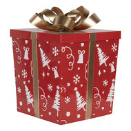 Clayre &amp; Eef | Decoratie Cadeautjes (2) Rood Groen 26x26x33 / 21x21x27 cm | 6Y6029