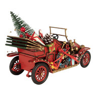 Clayre &amp; Eef | Decoratie Model Auto Rood met kerstdecoratie 25x10x17  cm | 6Y6227
