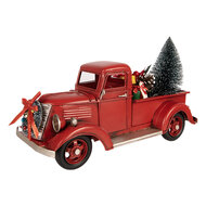 Clayre &amp; Eef | Decoratie Model Auto met kerstdecoratie Rood 39x15x18 cm | 6Y6229