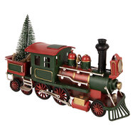 Clayre &amp; Eef | Kerstdecoratie Locomotief Rood Groen 28x9x17 cm | 6Y6230