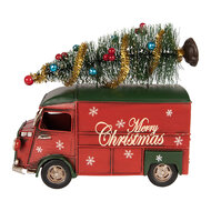 Clayre &amp; Eef | Decoratie Bus Rood met kerstdecoratie 21x10x17 cm | 6Y6232