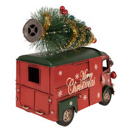 Clayre &amp; Eef | Decoratie Bus Rood met kerstdecoratie 21x10x17 cm | 6Y6232