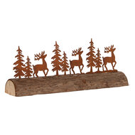Clayre &amp; Eef | Kerstdecoratie Beeld Rendieren en Kerstbomen Bruin 25x5x6 cm | 6Y6191